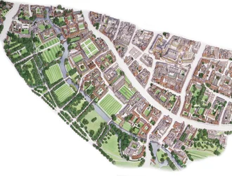 Luftaufnahme von Cambridge, um 1990-2005