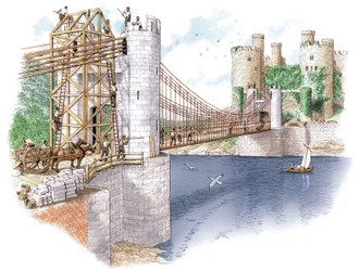 Der Bau der Conwy-Brücke, County Borough of Conwy