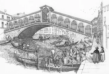Die Rialtobrücke, Venedig im 18. Jahrhundert