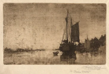 Flusslandschaft mit Schiff