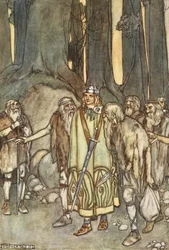 Und in dieser Nacht gab es Festmahl und Freude in der einsamen Hütte, Illustration aus 