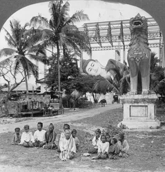 Riesige liegende Buddha-Figur, Pegu, Burma, 1908
