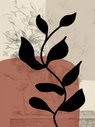 Schwarze botanische Silhouette