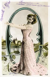 O: Agustina Otero Iglesias, alias Caroline Otero genannt La Belle Otero, Sängerin, Kabaretttänzerin und bedeutende Kurtisane der Belle Epoque - Alphabet auf Postkarte