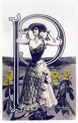 P: Mlle Lolita, Künstlerin aus den 1900er Jahren - Alphabet in Postkarte