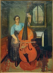 Frau mit Kontrabass