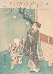 Seifenblasen unter der Pflaumenblüte blasen