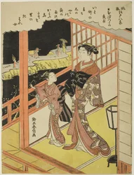 Abendregen in Nihonzutsumi, aus der Serie "Acht modische Ansichten von Edo", ca. 1768-69