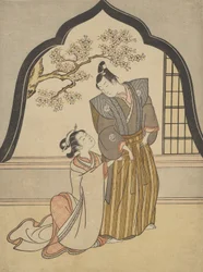 Liebende, die sich neben einem Fenster ankleiden