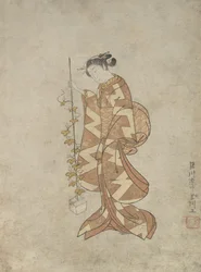 Moderne Darstellung der Dichterin Kaga no Chiyo, ca. 1765