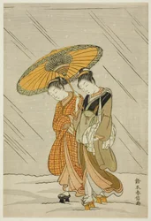 Schnee auf dem Rückweg vom öffentlichen Bad