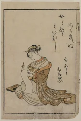 Die Kurtisane schreibt aus einem Buch Aus einer Sammlung schöner Frauen von Yoshiwara, 1770