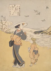 Der Juwelenfluss der Regenpfeifer, ein berühmter Ort in der Provinz Mutsu, aus der Serie Sechs Juwelenflüsse