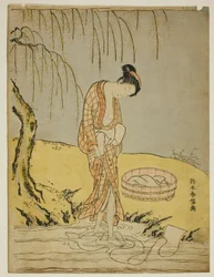 Wäsche im Bach waschen