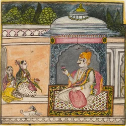 Ein Raja hört auf einer Terrasse Musik, ca. 1800