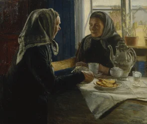Zwei Frauen trinken Kaffee