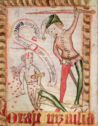 Verbrechen, aus den Nationalen Gesetzbüchern von Magnus Eriksson, um 1450