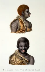 Eingeborene von Van Diemens Land, d.h. Tasmanien, aus Ethnologische Studie verschiedener Rassentypen von verschiedenen Kontinenten, von C.I. Brodtmann, 1824