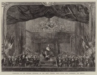 Feier des Voltaire-Jubiläums im Gaite-Theater, Paris, Victor Hugo spricht zur Versammlung