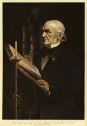 Mr. Gladstone liest die Lektionen in der Hawarden Kirche
