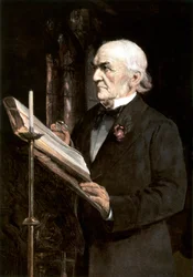 Mr. Gladstone liest die Lektionen in der Hawarden Kirche