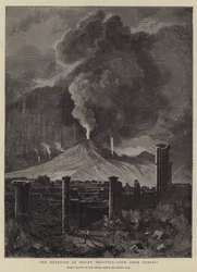 Der Ausbruch des Vesuvs, Blick von Pompeji