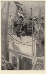 Der König inspiziert seine Flotte, Seine Majestät an Bord der königlichen Yacht Victoria und Albert