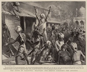 Die Unruhen in Kalkutta, Militär und Polizei räumen die Straßen