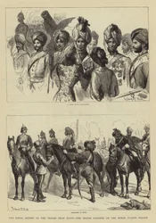 Die königliche Überprüfung der Truppen aus Ägypten, die indischen Soldaten auf der Horse Guards Parade