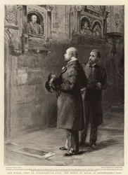 Der königliche Besuch in Stratford-on-Avon, der Prinz von Wales am Grab Shakespeares
