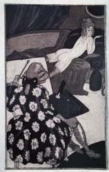 Erotik: Giacomo Casanova (1725-1798) porträtiert seine lang ausgestreckte Geliebte, die träge und nackt auf einem Sofa liegt
