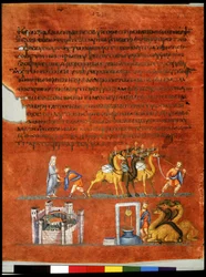 Vollseite: Text und Miniatur: Aussendung von Eliezser