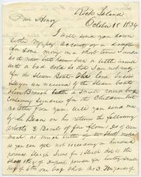 Brief unterzeichnet T.F. Smith, Rock Island, an Henry Chouteau, St. Louis, Mo., 18. Oktober 1834