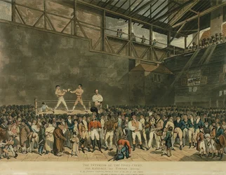 Das Innere des Fives Court, graviert von Charles Turner