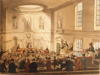 India House, der Verkaufsraum, veröffentlicht von Ackermann