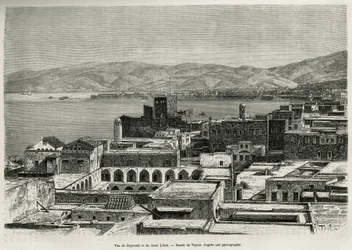 Ansicht von Beirut und dem Libanongebirge, Gravur nach einer Zeichnung von Taylor, zur Illustration der Geschichte von Syrien heute von Mr. Lortet, Dekan der Medizinischen Fakultät von Lyon, im Auftrag des Ministeriums für öffentliche Bildung, 1875-1878, v