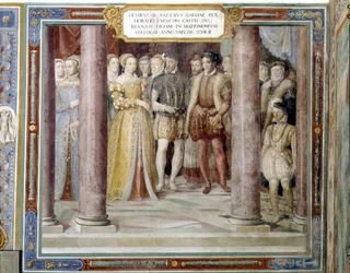 Die Hochzeit von Orazio Farnese und Diana, Tochter von Henri II. von Frankreich, aus der 