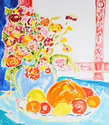 Lebendige Blumen und Früchte