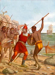 Das Massaker des Dolmetschers von Alvise Cadamostos Expedition