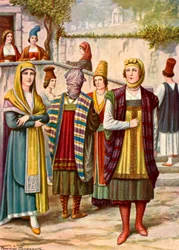 Kostüme des 19. Jahrhunderts, wie sie in Griechenland, Argentinien usw. zu finden sind