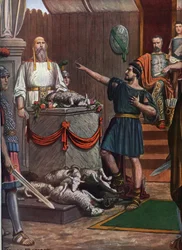 Römische Antike, Dritter Samnitenkrieg: Samnitische Zeremonie und Opfergabe vor der Schlacht von Aquilonia, 293 v. Chr.