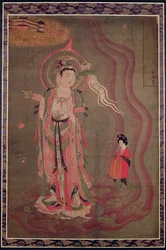 Ein Bodhisattva führt eine Dame ins Reine Land, ca. 851-900