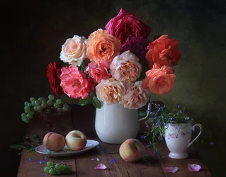 Vintage Rosen und Obst