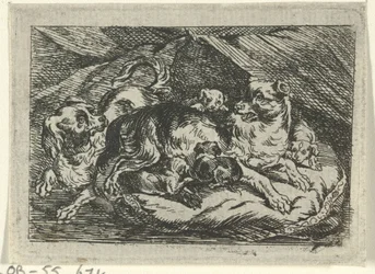 Nest mit jungen Hunden