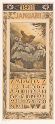 Kalenderblatt Januar mit Zaunkönig und Mäusen