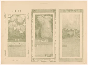 Kalender für Juli, August und November 1910