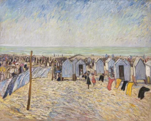 Strandbild mit Badekarren (Knocke)