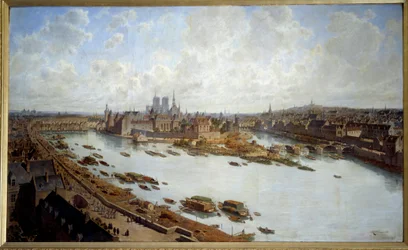 Panoramablick auf Paris und die Île de la Cité 1588 vom Dach des Louvre