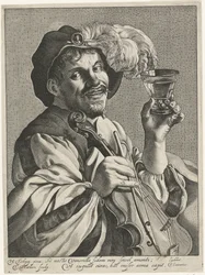 Mann mit Geige und Römer