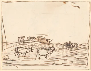 Skizze einer Landschaft mit Kühen